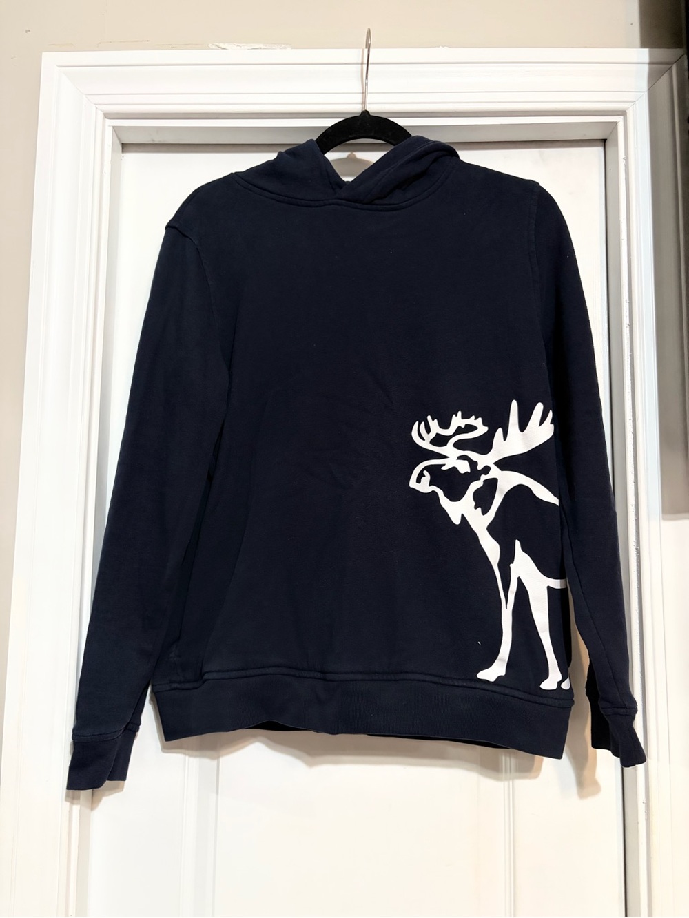 Abercrombie & Fitch Navy Hoodie with White Moose Print